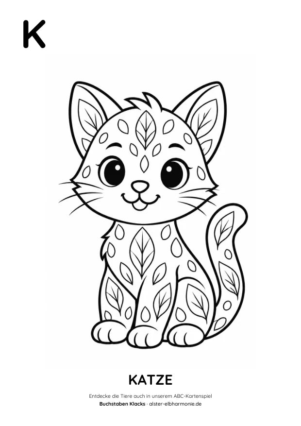 ABC-Malvorlage: K wie Katze