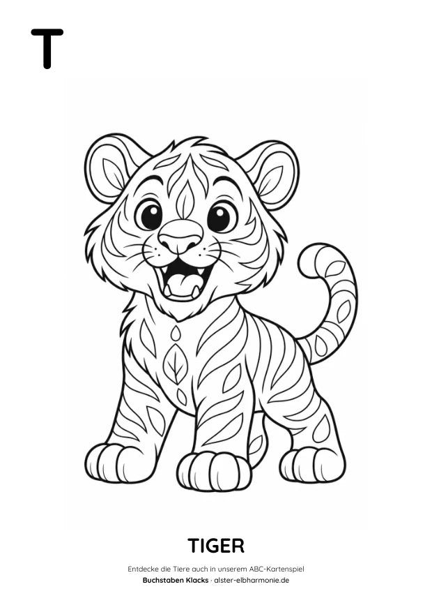 ABC-Malvorlage: T wie Tiger
