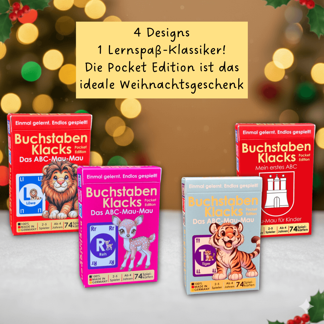4 Designs – 1 Lernspaß-Klassiker! Die Pocket Edition ist das ideale Weihnachtsgeschenk