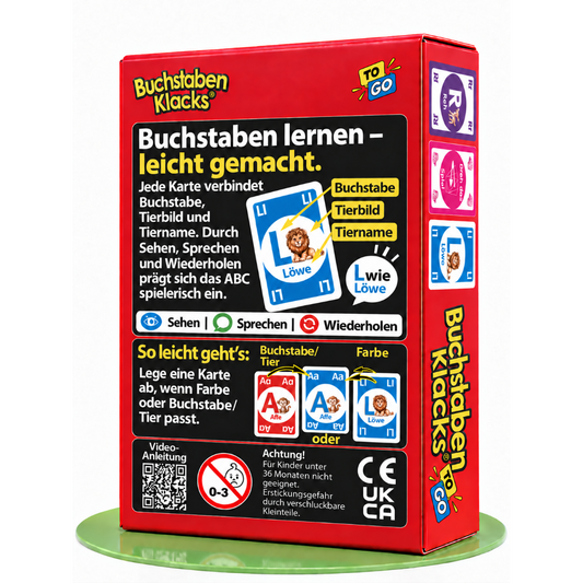 Buchstaben Klacks Pocket ToGo – Kartenspiel ab 4 Jahren, Rückseite