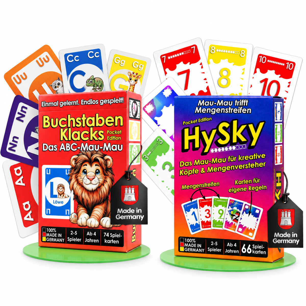 Buchstaben Klacks Pocket Löwe und HySky Pocket gemeinsam im Lernspiel-Set