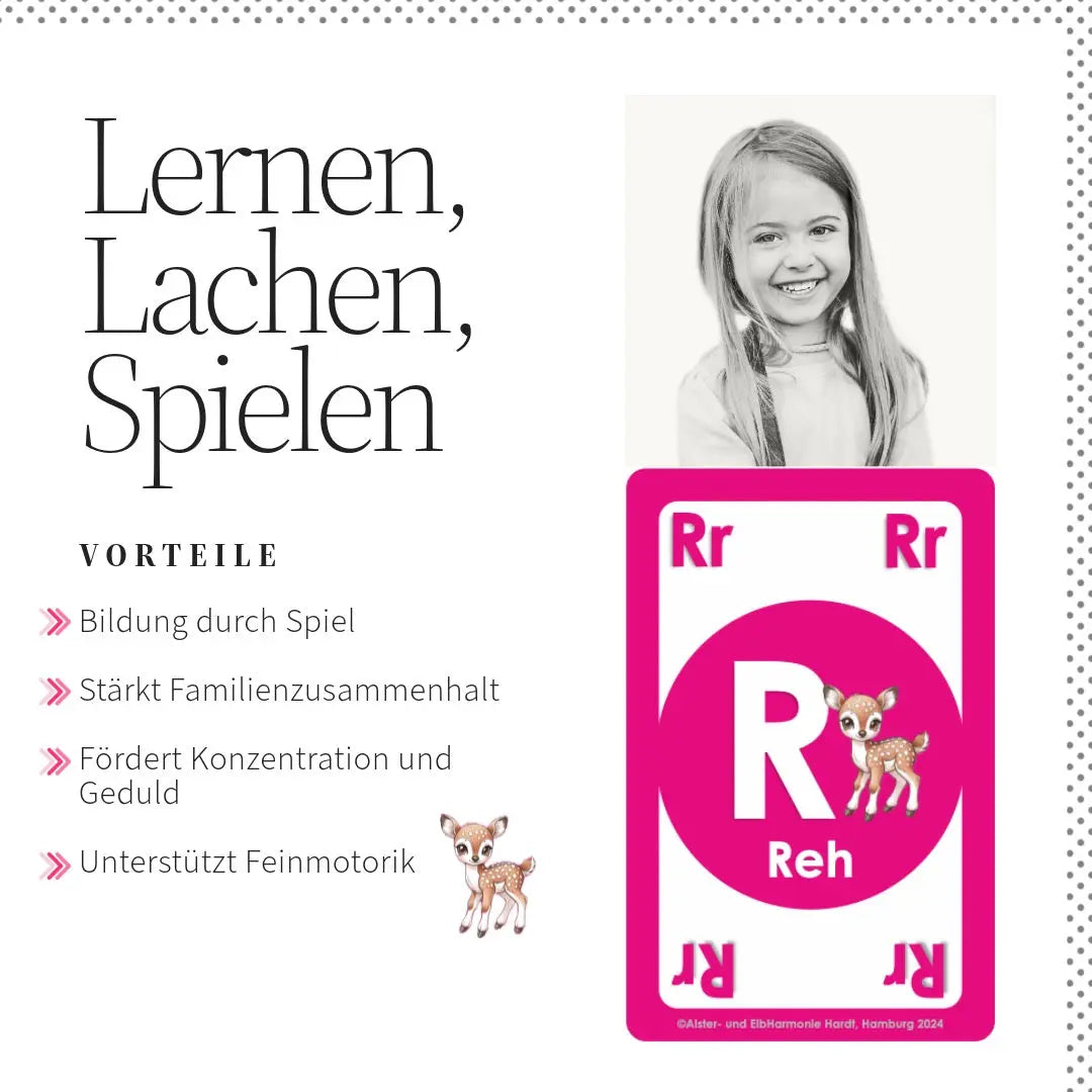 Lernen, Lachen, Spielen - Vorteile: Bildung durch Spiel; Stärkt Familienzusammenhalt; födert Konzentration und Geduld; Unterstützt Feinmotorik