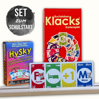 Lernspiel-Set zum Schulstart: Buchstaben, Zahlen & Kartenhalter