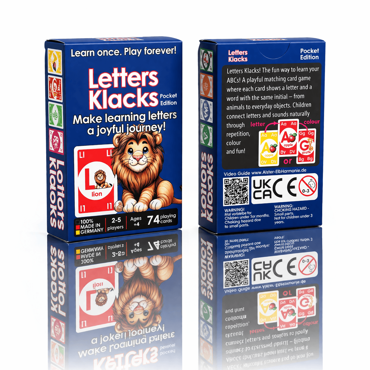 Letters Klacks Pocket Edition – Englisch Alphabet Kartenspiel in kompakter Form für Reisen und Lernspaß.