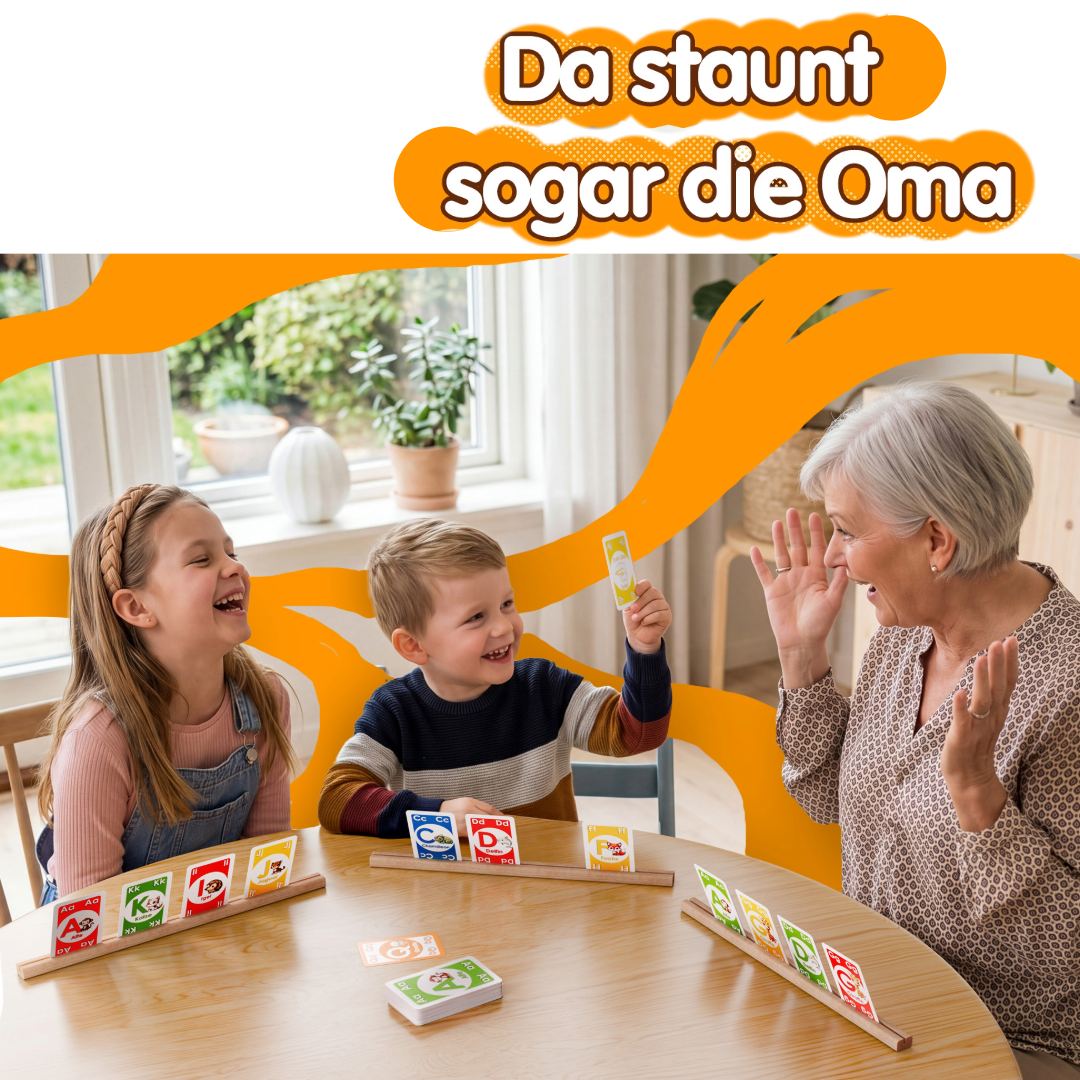 Buchstaben Klacks ABC Lernspiel für Kinder ab 4 Jahren beim gemeinsamen Spielen