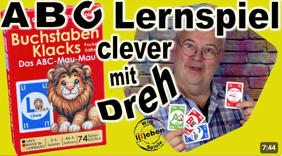 Video laden: Buchstaben Klacks ist das kreative ABC-Kartenspiel mit Mau-Mau-Mechanismus