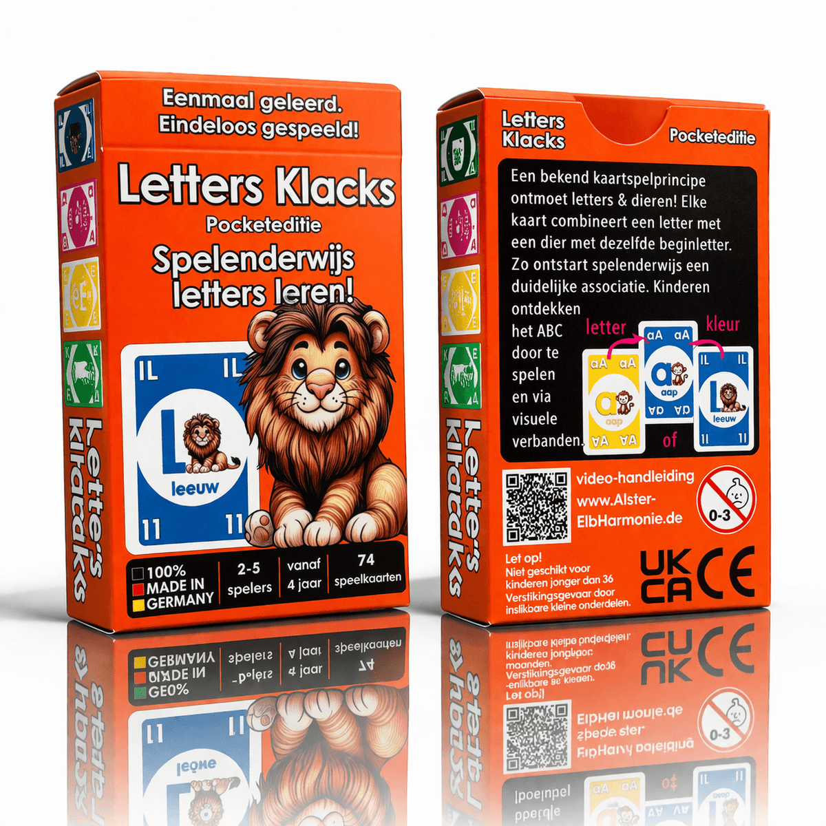 Letters Klacks Pocket Niederländisch – Alphabet Kartenspiel für Kinder (alfabet kaartspel)