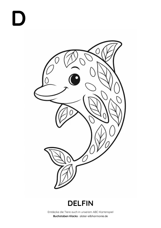 ABC-Malvorlage: D wie Delfin