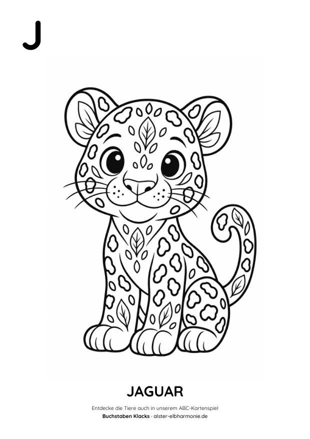 ABC-Malvorlage: J wie Jaguar