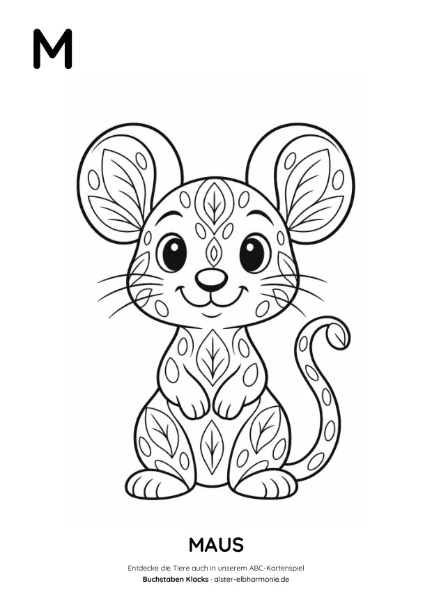 ABC-Malvorlage: M wie Maus