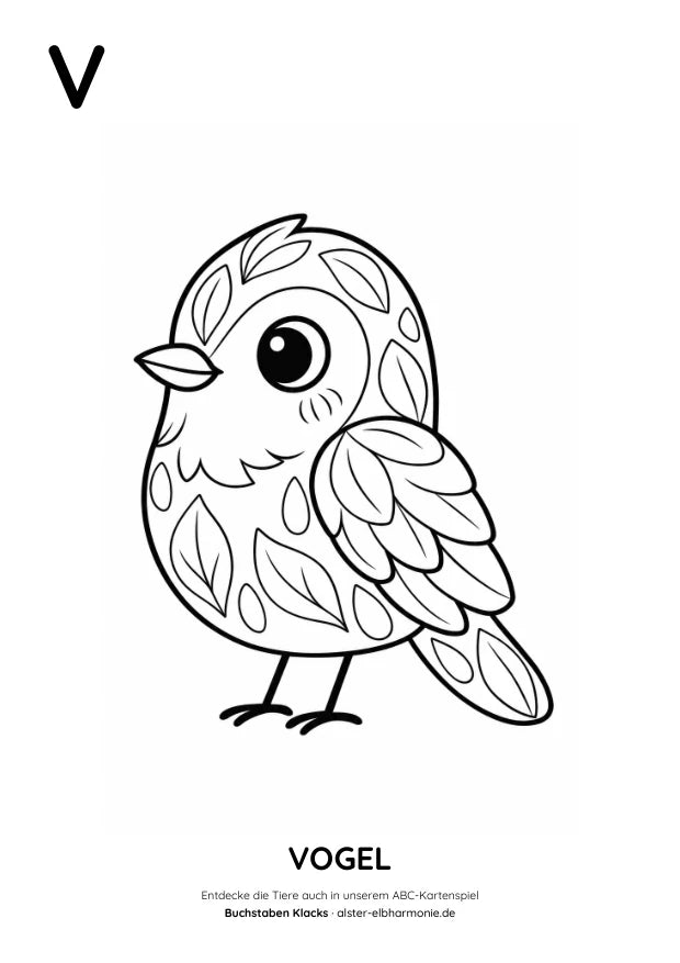 ABC-Malvorlage: V wie Vogel